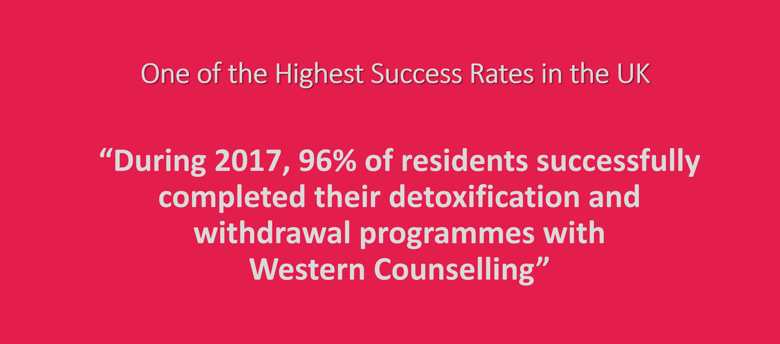 text image describing the drug and alcohol detox admission success rate of Western Counselling in 2017